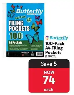 Makro Butterfly 100-Pack A4 Filing Pockets offer
