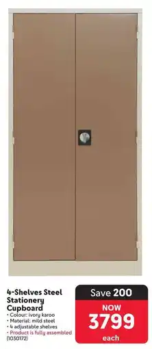 Makro 4-Shelves Steel Stationery Cupboard offer