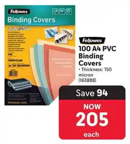 Makro Fellowes 100 A4 PVC Binding Covers offer