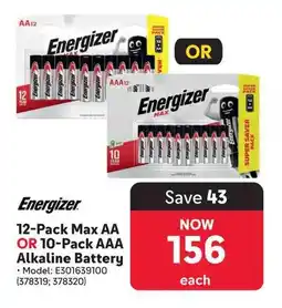 Makro Energizer Max AA or AAA Alkaline Battery offer