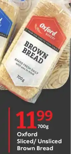 Oxford Freshmarket Oxford Sliced/ Unsliced Brown Bread offer