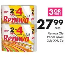 Save Hyper Renova Ole Paper Towel 2ply offer