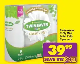 Shoprite TWINSAVER 2-PLY MINI TOILET ROLLS offer