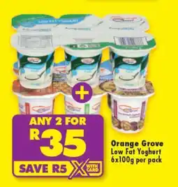 Shoprite Orange Grove Low Fat Yoghurt 6x100g per pack offer