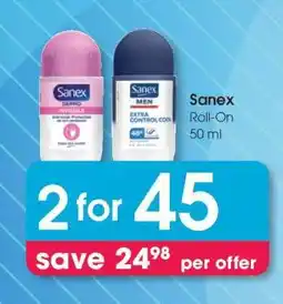 Clicks Sanex Roll On 50 ml offer