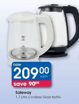 Clicks Safeway 1.7 Litre Cordless Glass Kettle offer