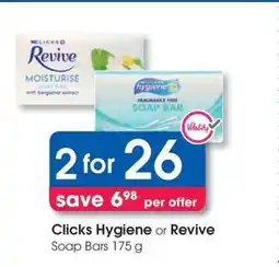 Clicks Clicks Hygiene or Revive Soap Bars 175 g offer