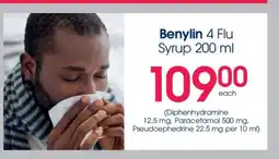 Clicks Benylin 4 Flu Syrup 200 ml offer