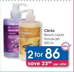 Clicks Clicks Beauty Liquid Handwash 500 ml offer