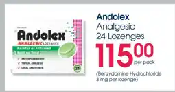 Clicks Andolex Analgesic 24 Lozenges offer
