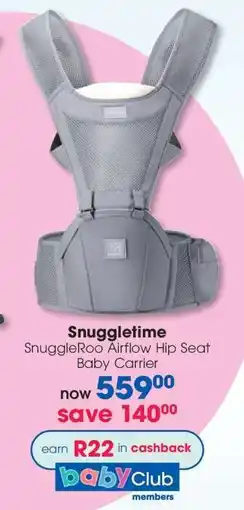 Clicks Snuggletime SnuggleRoo Airflow Hip Seat Baby Carrier offer