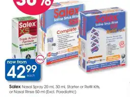 Clicks Salex Nasal Spray 20 ml, 30 ml, Starter or Refill Kits, or Nasal Rinse 50 ml offer