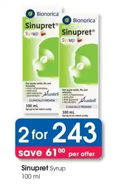 Clicks Sinupret Syrup 100 ml offer