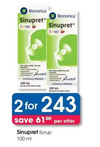Clicks Sinupret Syrup 100 ml offer