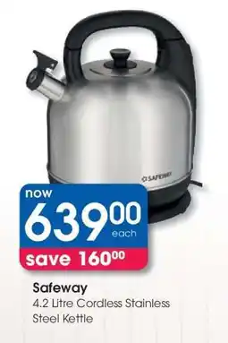 Clicks Safeway 4.2 Litre Cordless Stainless Steel Kettle offer