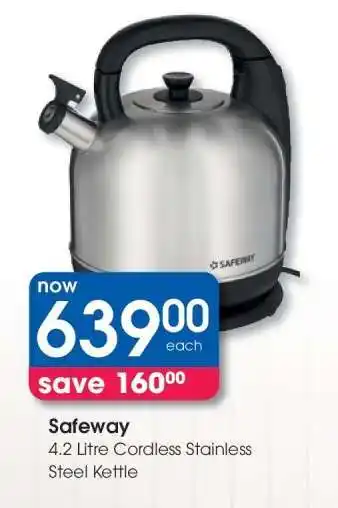 Clicks Safeway 4.2 Litre Cordless Stainless Steel Kettle offer