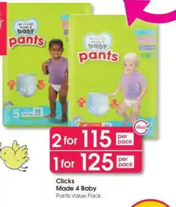 Clicks Clicks Made 4 Baby Pants Value Pack offer