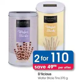 Clicks D'licious Wafer Sticks Tins 370 g offer