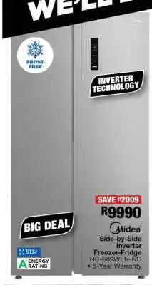 OK Furniture Midea Side-by-Side Inverter Freezer-Fridge HC-689WEN-ND offer