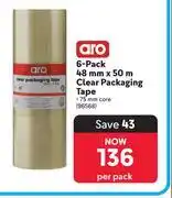 Makro Aro 6 Pack 48mm x 50m Clear Packaging Tape 96598 offer