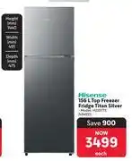 Makro Hisense 156L Top Freezer/Fridge Titan Silver 434931 offer