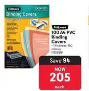 Makro Fellowes 100 A4 PVC Binding Covers 163888 offer