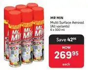 Makro Mr Min Multi Surface Aerosol-6 x 300ml offer