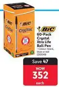 Makro Bic 60 Pack Crystal Xtra Life Ball Pen 210049 offer