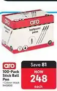 Makro Aro 100 Pack Stick Ball Pen Black 443808 offer