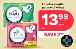 PEP Lil-lets essential pads with wings offer