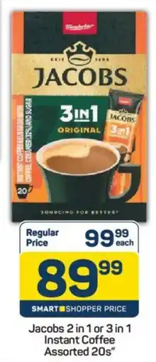 Pick n Pay Jacobs 2 in 1 or 3 in 1 Instant Coffee Assorted offer