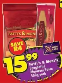 Shoprite Fatti's & Moni's Spaghetti/ Macaroni Pasta offer