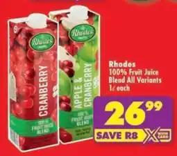 Shoprite Rhodes 100% Fruit Juice Blend All Variants offer