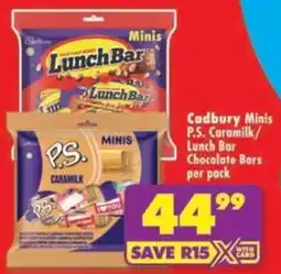 Shoprite Cadbury Minis P.S. Caramilk/ Lunch Bar Chocolate Bars offer
