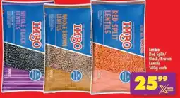 Shoprite Imbo Red Split/ Black/ Brown Lentils offer