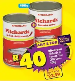Shoprite Ritebrand Pilchards In Tomato/ Hot Chilli Sauce offer