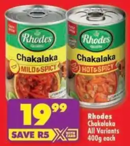 Shoprite Rhodes Chakalaka All Variants offer