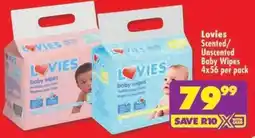 Shoprite Lovies Scented/ Unscented Baby Wipes offer
