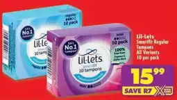 Shoprite Lil-Lets Smartfit Regular Tampons All Variants offer
