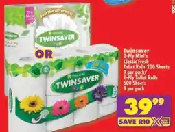Shoprite Twinsaver 2-Ply Mini's Classic Fresh Toilet Rolls offer