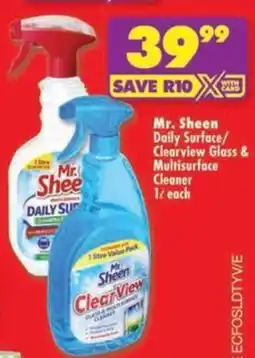 Shoprite Mr. Sheen Daily Surface/ Clearview Glass & Multisurface Cleaner offer