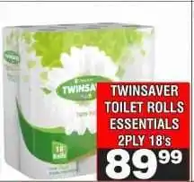Advance Cash n Carry TWINSAVER TOILET ROLLS ESSENTIALS 2PLY 18's offer
