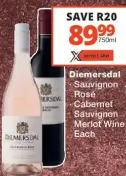 Checkers Liquor Shop Diemersdal Sauvignon Rosé, Cabernet Sauvignon Merlot Wine offer