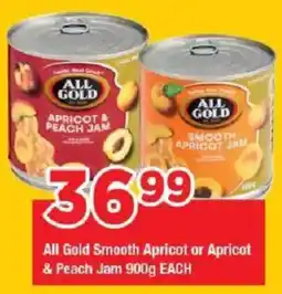 OK Grocer All Gold Smooth Apricot or Apricot & Peach Jam offer