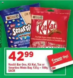 OK Grocer Nestlé Bar One, Kit Kat, Tex or Smarties Minis Bag offer