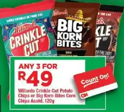OK Grocer Willards Crinkle Cut Potato Chips or Big Korn Bites Corn Chips offer