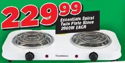 OK Grocer Essentials Spiral Twin Plate Stove 2000W offer