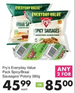 Save Hyper Fry's Everyday Value Pack Spicy/ Braai Sausages/ Polony offer
