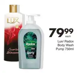 Save Hyper Lux/ Radox Body Wash Pump offer