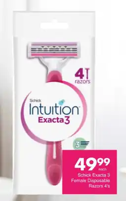 Save Hyper Schick Exacta 3 Female Disposable Razors offer
